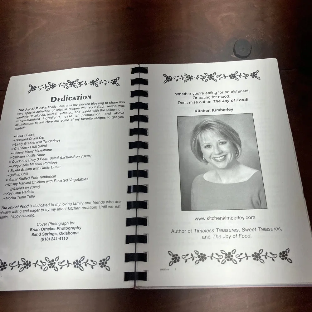 The Joy of Food Kitchen Kimberley 2005 Signed Cookbook Sand Springs Oklahoma
